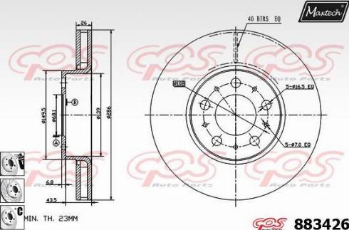 Maxtech 883426.6980 - Тормозной диск autospares.lv