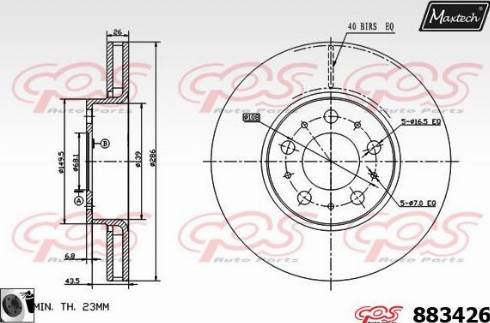 Maxtech 883426.0060 - Тормозной диск autospares.lv