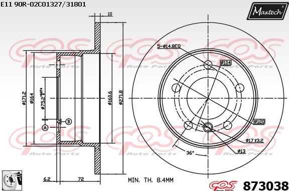 Maxtech 883426 - Тормозной диск autospares.lv