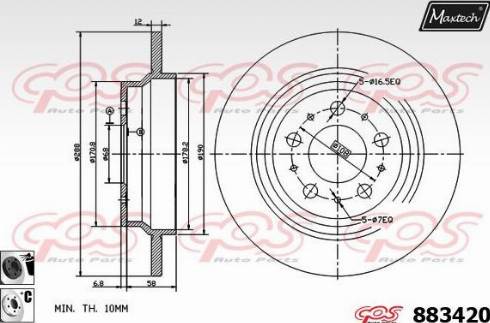 Maxtech 883420.6060 - Тормозной диск autospares.lv