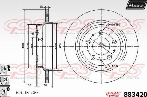 Maxtech 883420.6880 - Тормозной диск autospares.lv