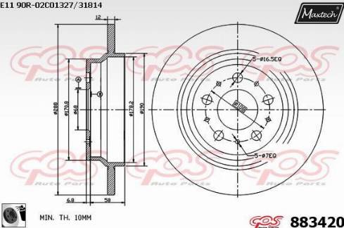 Maxtech 883420.0060 - Тормозной диск autospares.lv