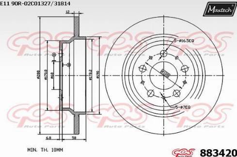 Maxtech 883420.0000 - Тормозной диск autospares.lv