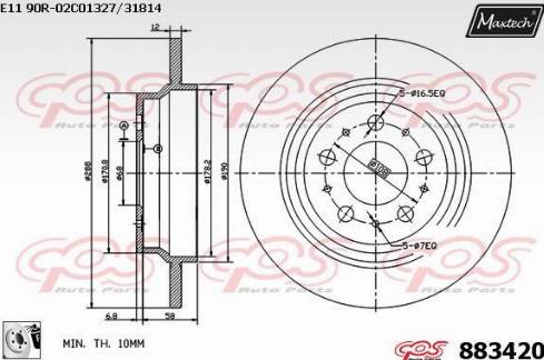 Maxtech 883420.0080 - Тормозной диск autospares.lv