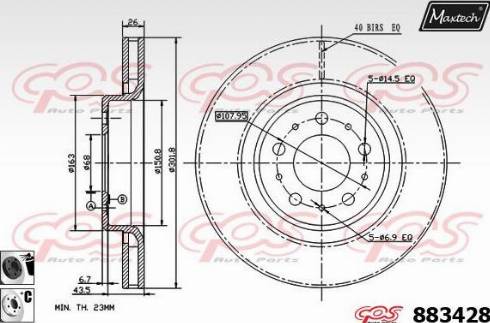 Maxtech 883428.6060 - Тормозной диск autospares.lv