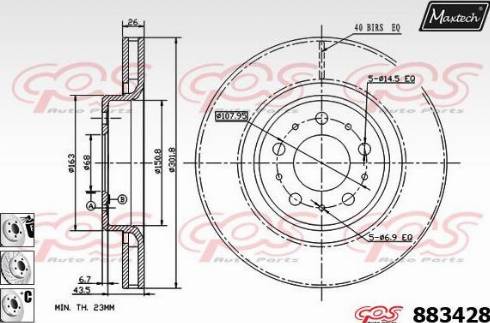 Maxtech 883428.6880 - Тормозной диск autospares.lv