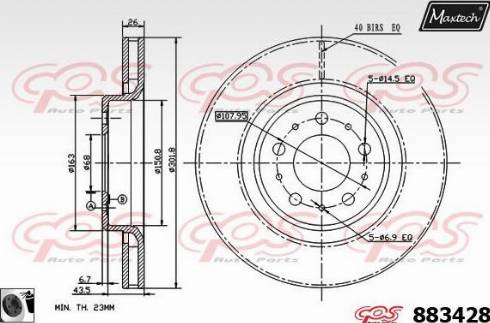 Maxtech 883428.0060 - Тормозной диск autospares.lv