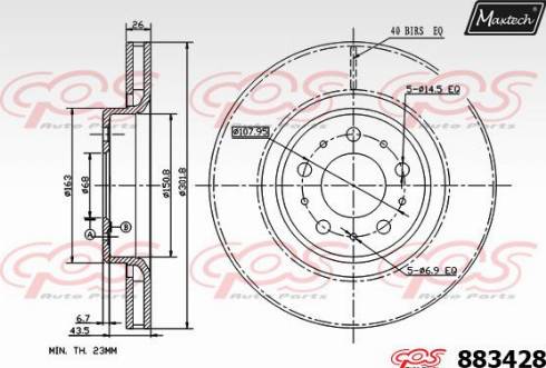 Maxtech 883428.0000 - Тормозной диск autospares.lv