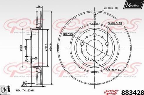 Maxtech 883428.0080 - Тормозной диск autospares.lv