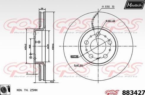 Maxtech 883427.0060 - Тормозной диск autospares.lv