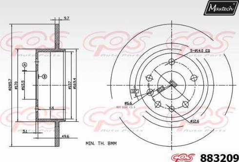 Maxtech 883209.0000 - Тормозной диск autospares.lv