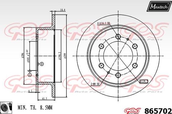 Maxtech 883209 - Тормозной диск autospares.lv