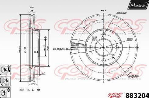 Maxtech 883204.6880 - Тормозной диск autospares.lv