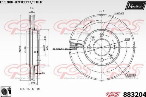 Maxtech 883204.0060 - Тормозной диск autospares.lv