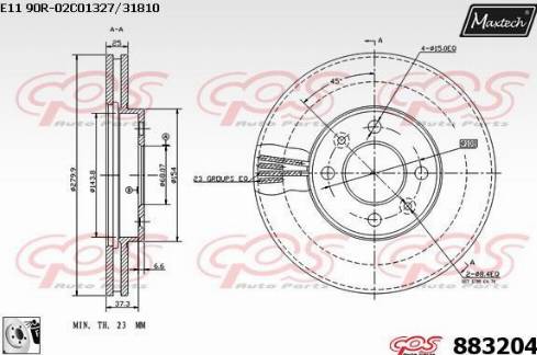 Maxtech 883204.0080 - Тормозной диск autospares.lv