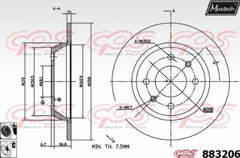 Maxtech 883206.6060 - Тормозной диск autospares.lv