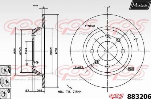 Maxtech 883206.6880 - Тормозной диск autospares.lv