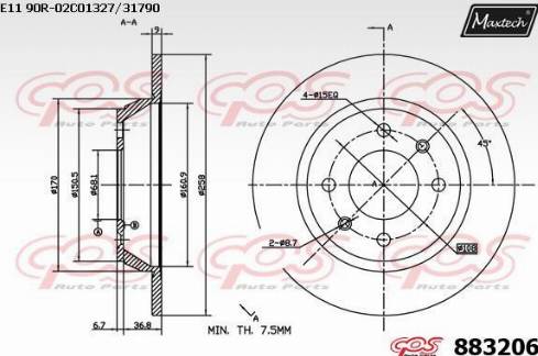 Maxtech 883206.0000 - Тормозной диск autospares.lv