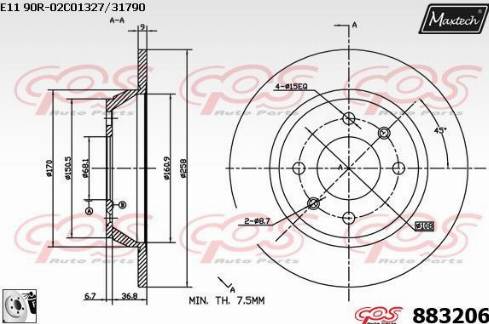 Maxtech 883206.0080 - Тормозной диск autospares.lv