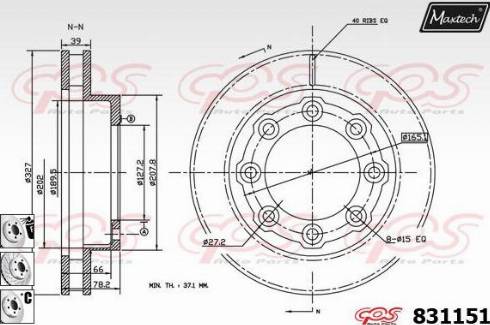 Maxtech 831151.6880 - Тормозной диск autospares.lv