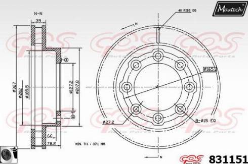 Maxtech 831151.0060 - Тормозной диск autospares.lv