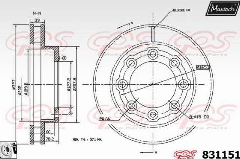 Maxtech 831151.0080 - Тормозной диск autospares.lv