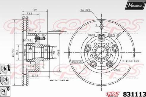 Maxtech 831113.6880 - Тормозной диск autospares.lv