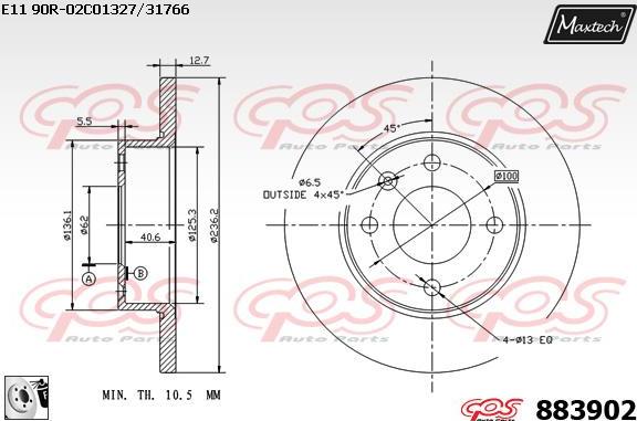 Maxtech 831113 - Тормозной диск autospares.lv