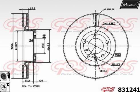 Maxtech 831241.6060 - Тормозной диск autospares.lv