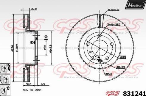 Maxtech 831241.6880 - Тормозной диск autospares.lv