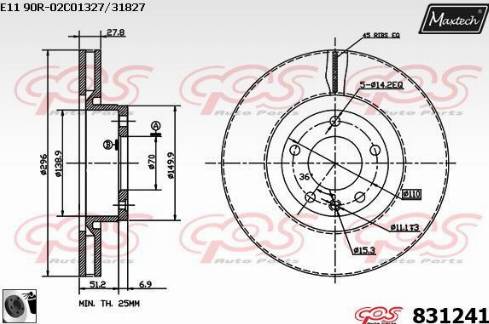 Maxtech 831241.0060 - Тормозной диск autospares.lv