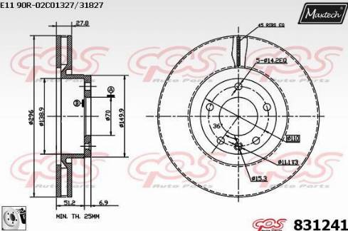 Maxtech 831241.0080 - Тормозной диск autospares.lv