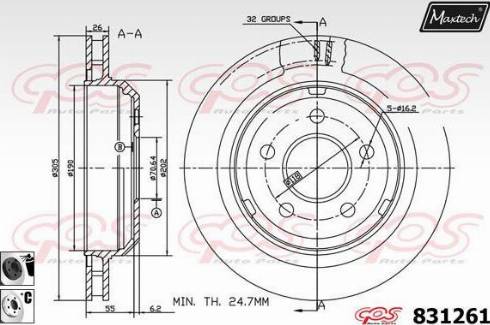 Maxtech 831261.6060 - Тормозной диск autospares.lv