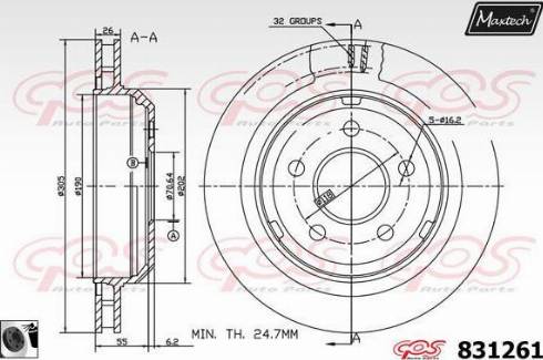 Maxtech 831261.0060 - Тормозной диск autospares.lv