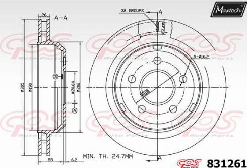 Maxtech 831261.0000 - Тормозной диск autospares.lv