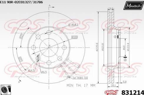 Maxtech 831214.0060 - Тормозной диск autospares.lv