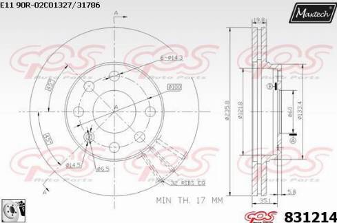 Maxtech 831214.0080 - Тормозной диск autospares.lv