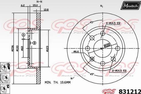 Maxtech 831212.6880 - Тормозной диск autospares.lv