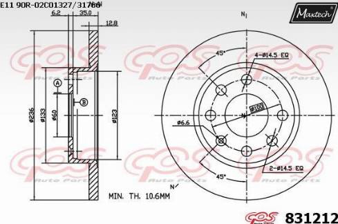 Maxtech 831212.0000 - Тормозной диск autospares.lv