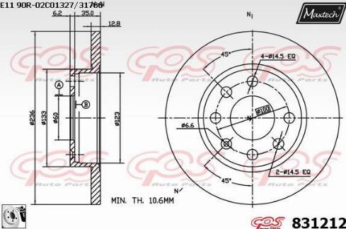 Maxtech 831212.0080 - Тормозной диск autospares.lv