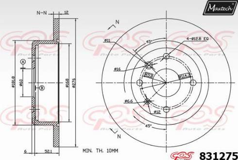 Maxtech 831275.0000 - Тормозной диск autospares.lv