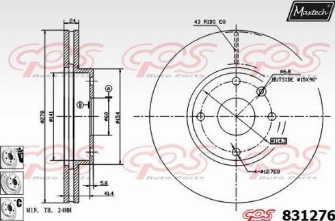 Maxtech 831276.6980 - Тормозной диск autospares.lv