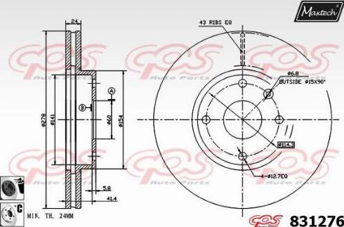 Maxtech 831276.6060 - Тормозной диск autospares.lv