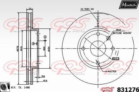 Maxtech 831276.0060 - Тормозной диск autospares.lv