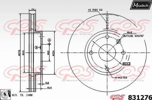 Maxtech 831276.0080 - Тормозной диск autospares.lv