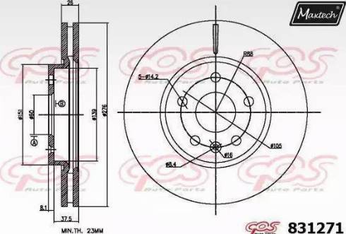 Maxtech 831271.6060 - Тормозной диск autospares.lv