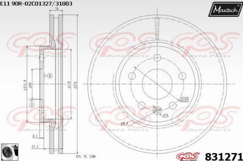 Maxtech 831271.0060 - Тормозной диск autospares.lv