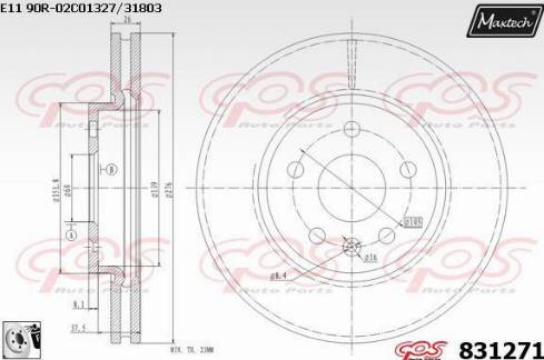 Maxtech 831271.0080 - Тормозной диск autospares.lv