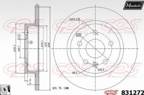 Maxtech 831272.0080 - Тормозной диск autospares.lv