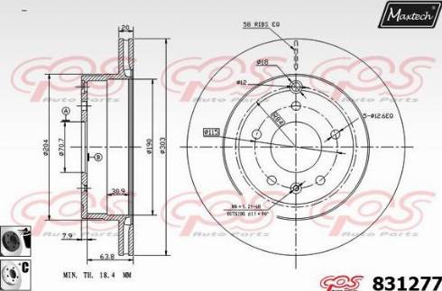 Maxtech 831277.6060 - Тормозной диск autospares.lv